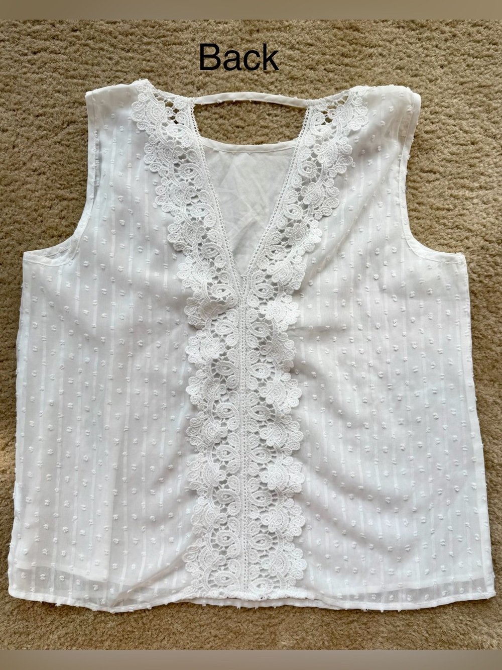 White Lace-Trim Sleeveless Blouse